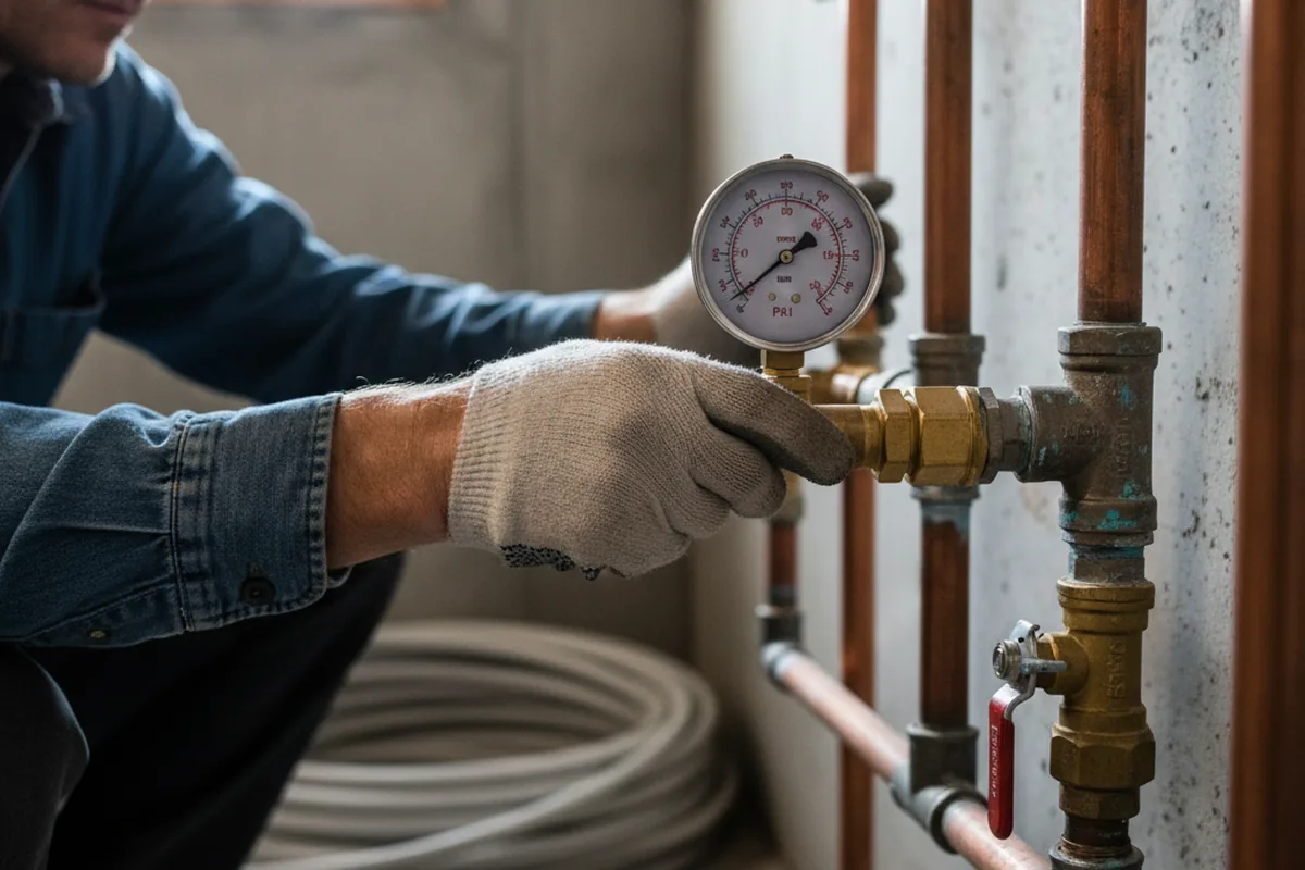 Pressure testing a repaired line during Water Line Repair in Spicewood